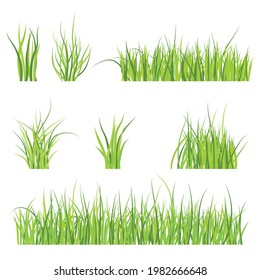 Set of green grass pattern