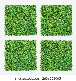 Set of green grass. Realistic green lawn pattern and texture for background. Artificial green grass carpet. Seamless texture. Vector illustration.