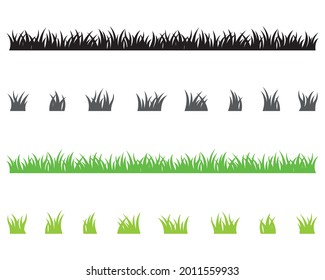 Set of green grass silhouettes isolated on white background. Natural, eco, bio, organic. Illustration for concept design.