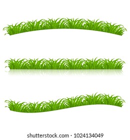 Set of Green Grass for Spring or Nature Design. Illustration on White Background