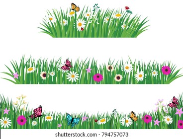 Set Of Green Grass template. Park. Garden.