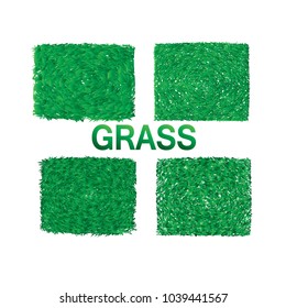 Set of green grass texture isolated on white, vector