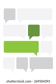 Set of green and gray text boxes in flat design.