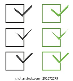 Set of green and gray vector check marks