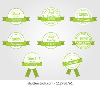 set of green guality ribbons