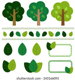 Set of green handcraft / vector eps10 illustration