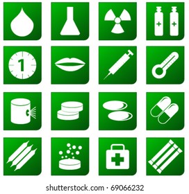 Set of Green Healthcare and Pharma icons