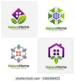 Set of Green House Logo Template Design Vector. Nature Home Logo Concept. Icon Symbol