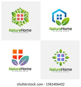 Set of Green House Logo Template Design Vector. Nature Home Logo Concept. Icon Symbol