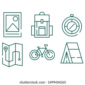 set green icons about travel