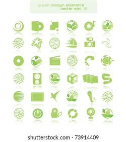 Set of green icons and graphics