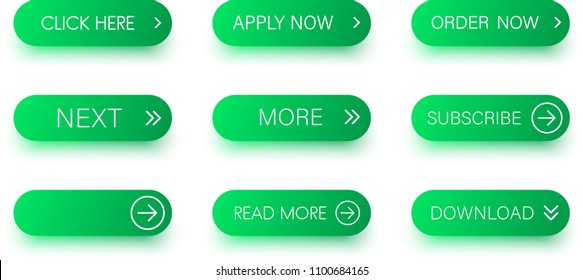 Set of green icons isolated on white background. Vector illustration.