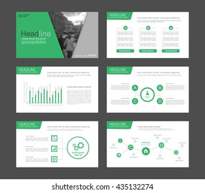 Set of green infographic elements for presentation templates. Leaflet, Annual report, book cover design. Brochure, layout, Flyer template design.