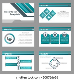 Set of green infographic elements for presentation templates