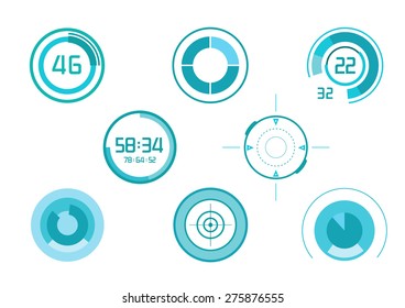 Set of green infographics as head-up display