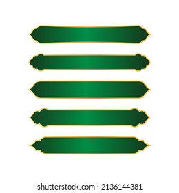 set of green islamic ribbon design, various blank islamic ribbon collection template vector