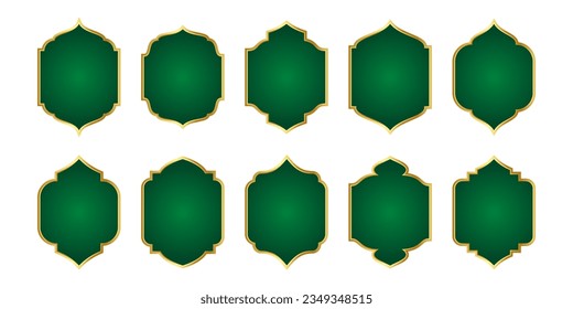 set of green islamic text box frame