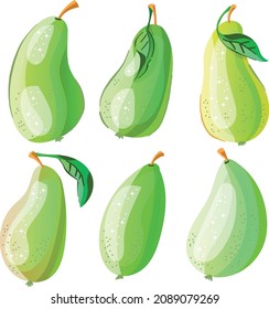 Set with green isolated pear