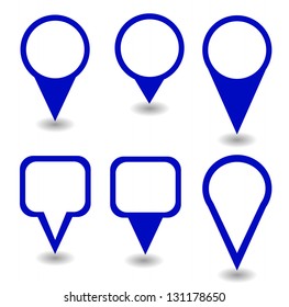 Set of green isolated pointers and markers different shapes with shadow vector