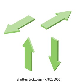 Set of green isometric arrows, navigation concept