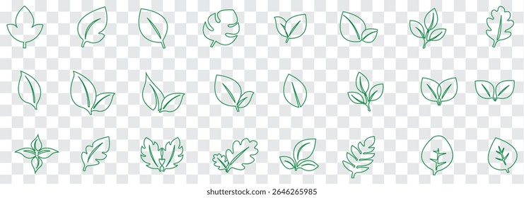 Set of a Green leaf and Black leaf icon. Various shapes of green leaves of trees and plants. Environment and nature leaf vector illustration. Best Design.