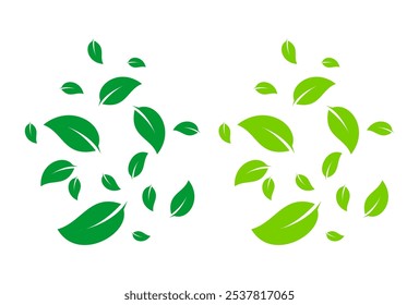Set of green leaf ecology icon, leaf isolated on transparent background. Vector illustration