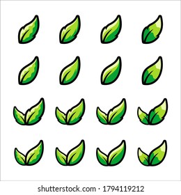conjunto de iconos de la hoja verde logo ilustración vectorial.Logo de hojas verdes. jardín ecológico vegetal estilizado.