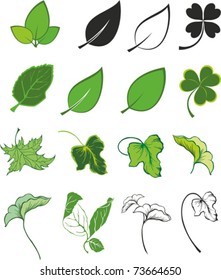 Set of  green leaf icons
