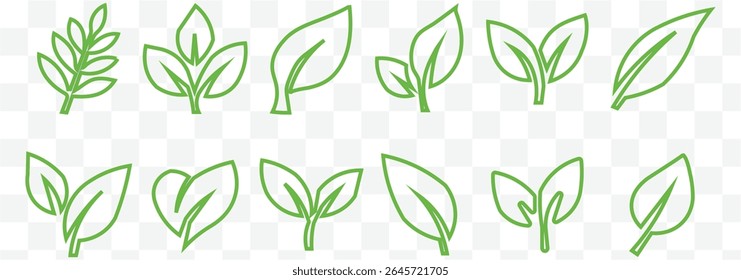 Set of green leaf icons. Green color. Leaves  green color icon logo. Ecology. Vector illustration eps 10