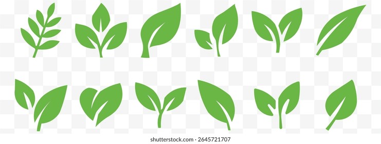 Set of green leaf icons. Green color. Leaves  green color icon logo. Ecology. Vector illustration eps 10