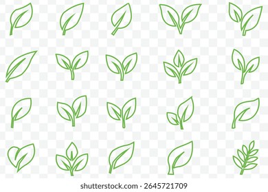 Set of green leaf icons. Green color. Leaves  green color icon logo. Ecology. Vector illustration eps 10