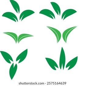 Set of green leaf icons. Leaves of trees and plants. Leaves icon. Collection green leaf. Elements design for natural, eco, bio, vegan labels. Vector illustration.