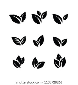 Set of Green Leaf Logo design inspiration vector icons