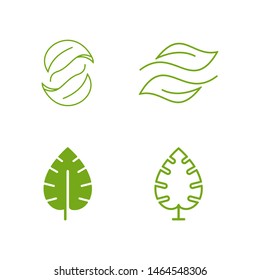 Set of Green Leaf Logo Design Vector Template. Modern Leaf Logo Concept.