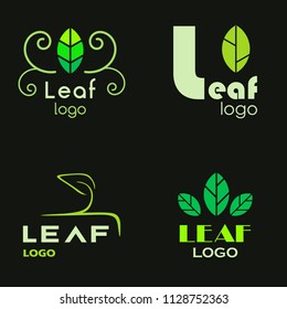 Set of green leaf logos