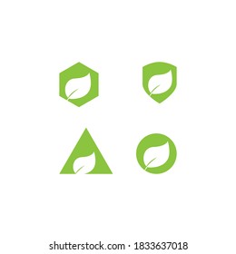 a set of green leaf logos for natural logos