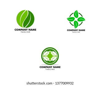 Set of Green leaf nature circle vector logo template design