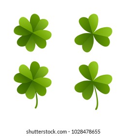 Set of green leaves of clover.