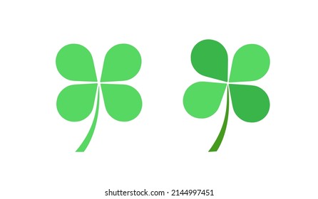 Set of green leaves of clover isolated on white background. Vector illustration