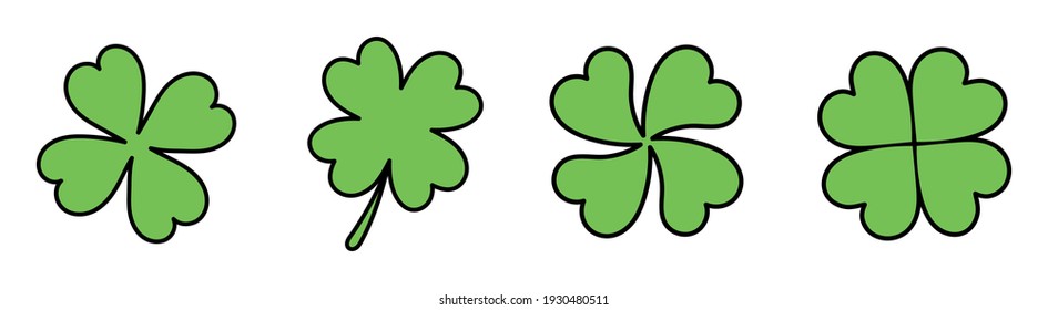 Set of green leaves of clover. Vector illustration. St.Patrick 's Day