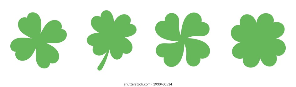 Set of green leaves of clover. Vector illustration. St.Patrick 's Day