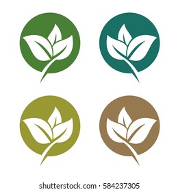 set Green Leaves Ecology Logo Template Illustration Design. Vector EPS 10.