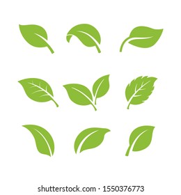 set of green leaves element vector icon. green leaf vector symbol illustration