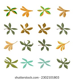 Set of green leaves elements. Collection botanical vector isolated on white background suitable for Wedding Invitation, save the date, thank you, or greeting card.vector