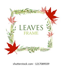 set of green leaves frame