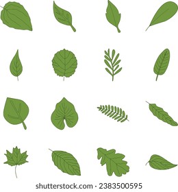 set of green leaves icon