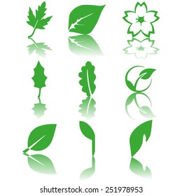 set green leaves icon