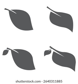 Set green leaves icon vector isolated on white background. Various shapes of green leaves of trees and plants. Eps 10