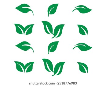 set of green leaves vector design