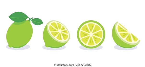 Conjunto de ilustraciones vectoriales de limón verde